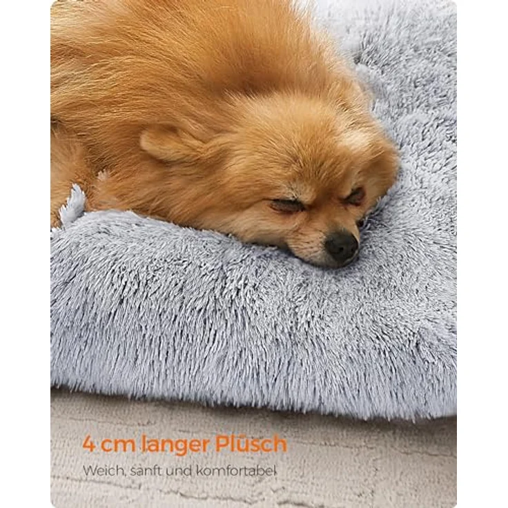 Feandrea Hundebett, Hundekissen, Flauschige Hundematte, Langer Plüsch, 65 x 45 cm, weiche Polsterung, maschinenwaschbar, multifunktional, Ombré-Grau PGW200G01 – Bild 4