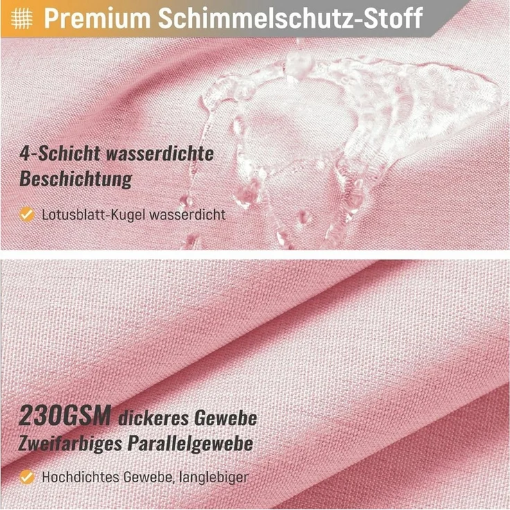 Agger Duschvorhang 180x180 cm, Leinen-Textur, Anti-Schimmel, waschbarer – Bild 2