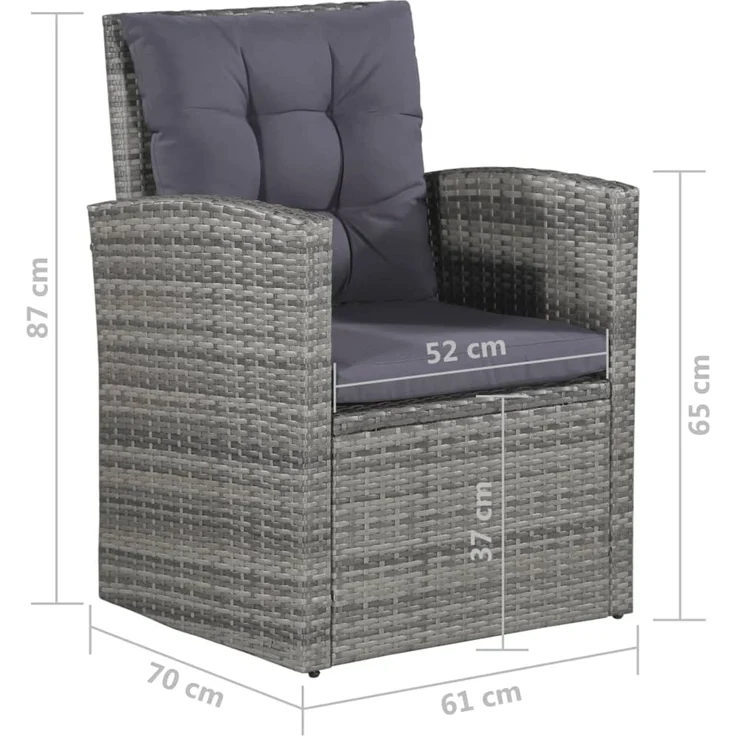 vidaXL 6-tlg. Garten-Lounge-Set, mit Auflagen, Poly Rattan Grau – Bild 11