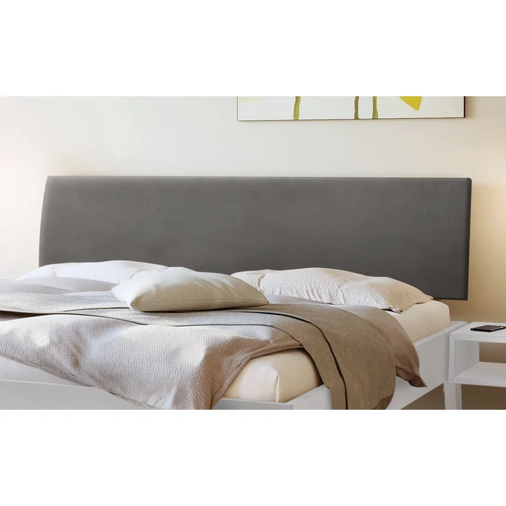 Hasena Polsterbett Lorenzo Weiß mit Monet-Bezug Grau 160x200 cm, Fußhöhe 20 cm MDF weiss deckend – Trento – Bild 3