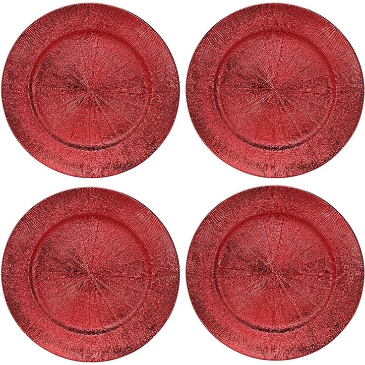 Annastore Platzteller 4 x Platzteller wiederverwendbar - Dekoteller aus Kunststoff, Ø 33 cm - In herrlich schimmernder Optik – Bild 3