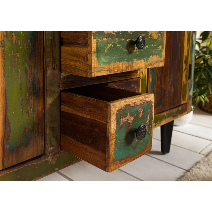 Highboard Altholz 115x40x170 mehrfarbig lackiert SIXTIES #108 – Bild 5