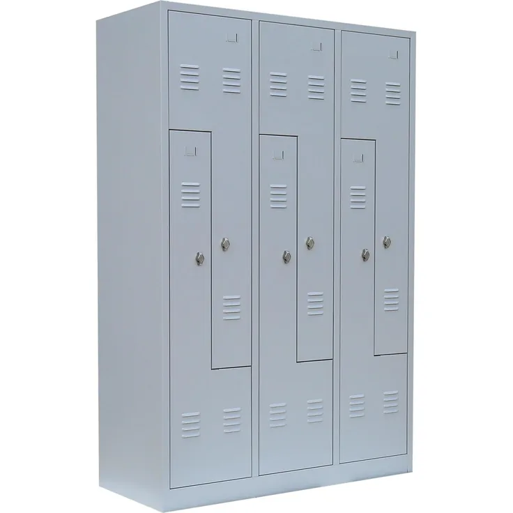 6er Z-Spind Umkleideschrank Stahl Kleiderschrank Garderobenschrank Lichtgrau (H x B x T): 180 x 1185 x 50 cm / 525120