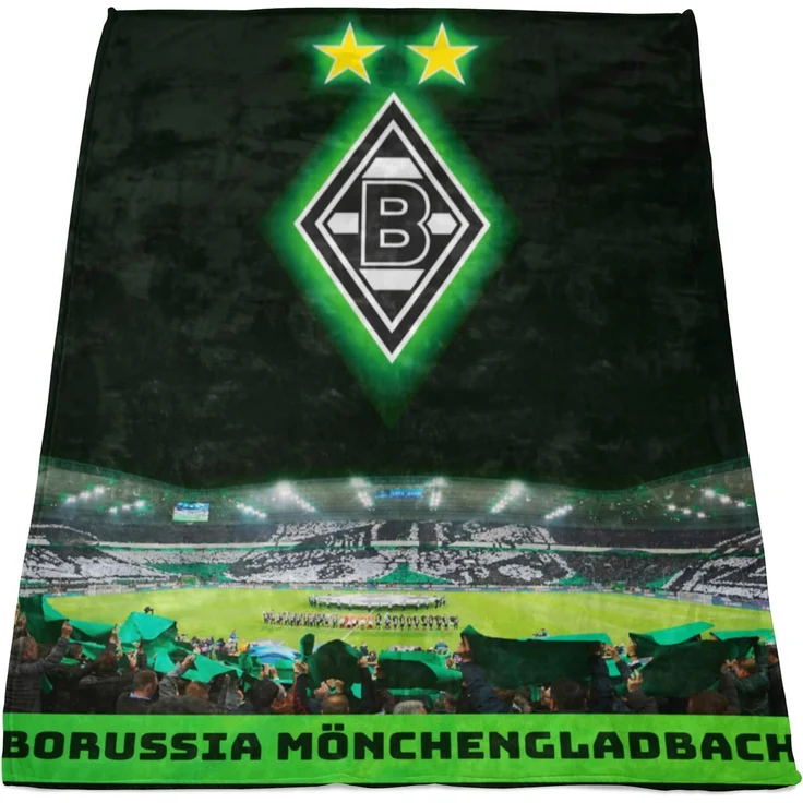 Wohndecke Borussia Mönchengladbach Decke Borussia Park 150x200 cm Kuscheldecke, BERONAGE, passend zur Bettwäsche, ideal für Sofa, Couch, Bett, Auto – Bild 1