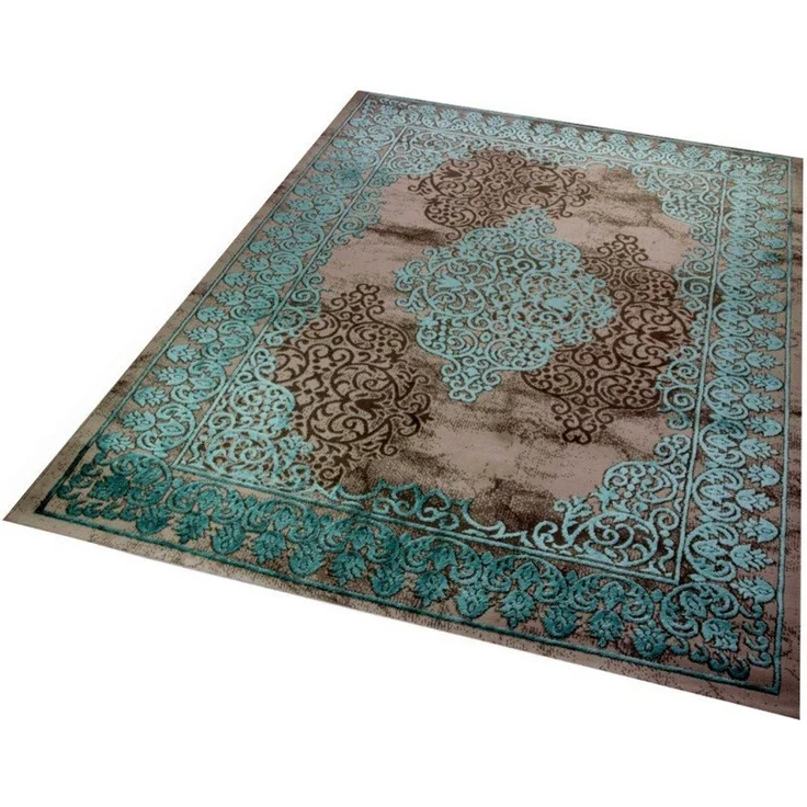 Carpetia Teppich Teppich Wohnzimmerteppich Ornamente Vintage türkis grau, rechteckig, Höhe: 10 mm – Bild 2