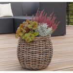 Kobolo Pflanzkübel Pflanzkorb Rattan VERDANA rund mit Folie ausgeschlagen kubu grey (Stück, 1 Stück), Dm. 46 cm