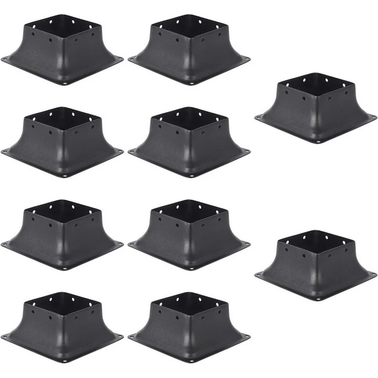 GarveeMore Möbelfuß Deckpfostenfuß, Stahl 2 mm, quadratisch, für 10x10 cm Pfosten, (10-St), 15,2 x 15,2 x 6,4 cm, mit Schrauben, rostresistent, schwarz – Bild 1