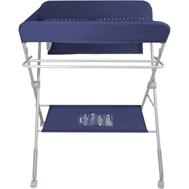 Baby Klappbarer Wickeltisch，Mobiler Wickeltisch mit Rollen und Wickelauflage,Wasserdicht und Höhenverstellbar，Baby Wickelkombi mit Ablagefächern-80 * 58 * 90 cm-Marineblau – Bild 6