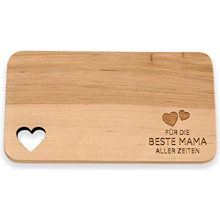 Spruchreif® Frühstücksbrett Frühstücksbrettchen aus Holz · Brotzeitbrett mit Gravur · Geschenk für Familie · Holzbrettchen mit Herzausschnitt – Bild 2