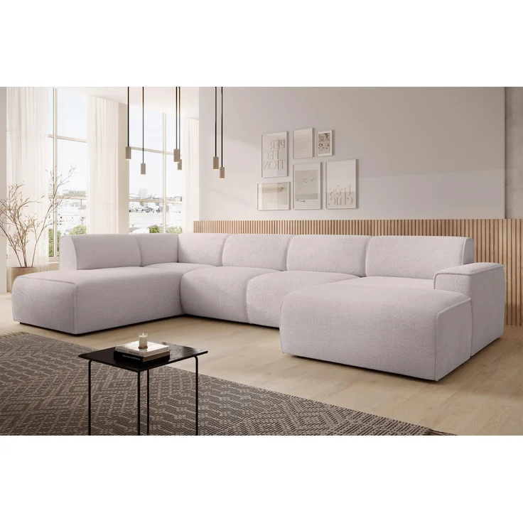 AX LIVING XXL Sofa U Form Didim Creme 378cm breit modern & großzügig L
