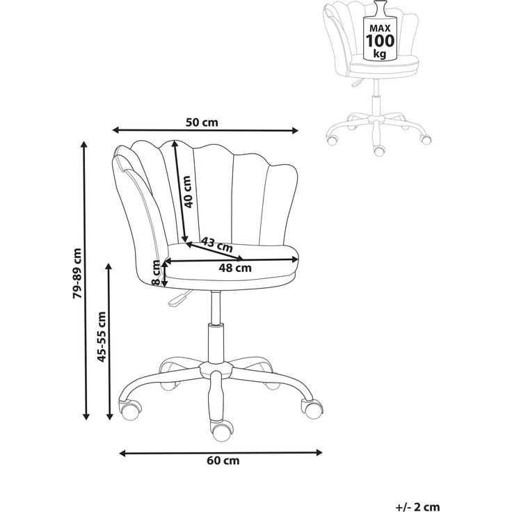 Schreibtischstuhl MONTICELLO Samtstoff Burgunderrot – Bild 2