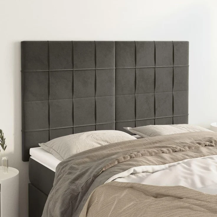 vidaXL Kopfteile 4 Stk. Dunkelgrau 72 x 5 x 78/88 cm Samt 3116381 – Bild 2