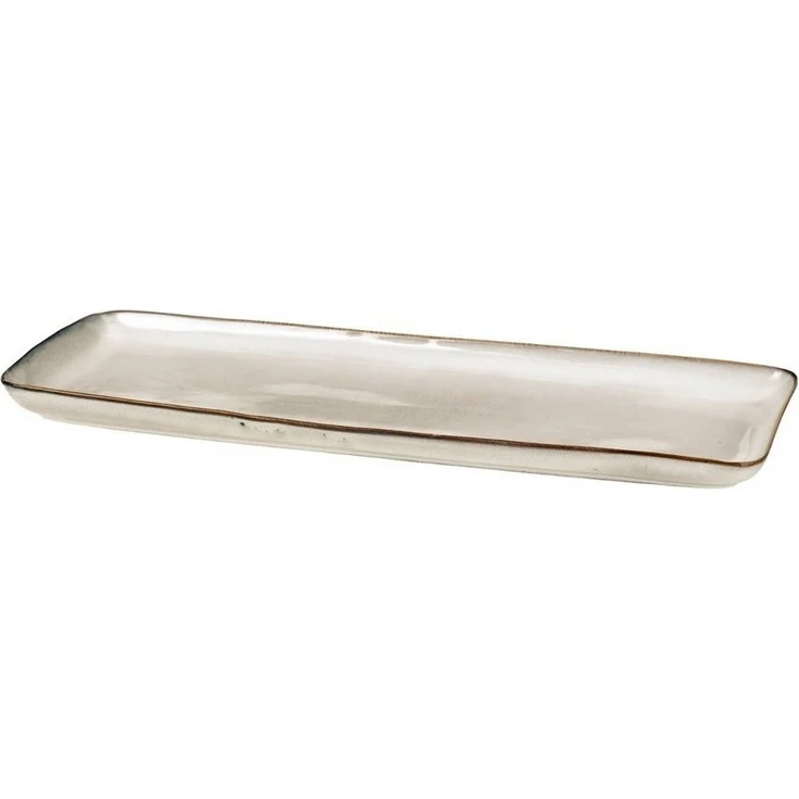 Broste Copenhagen Servierplatte NORDIC SAND Platte eckig 12,5 x 35 cm, Steinzeug, (Platten), Nordic Sand Quadratischer Teller – Bild 3