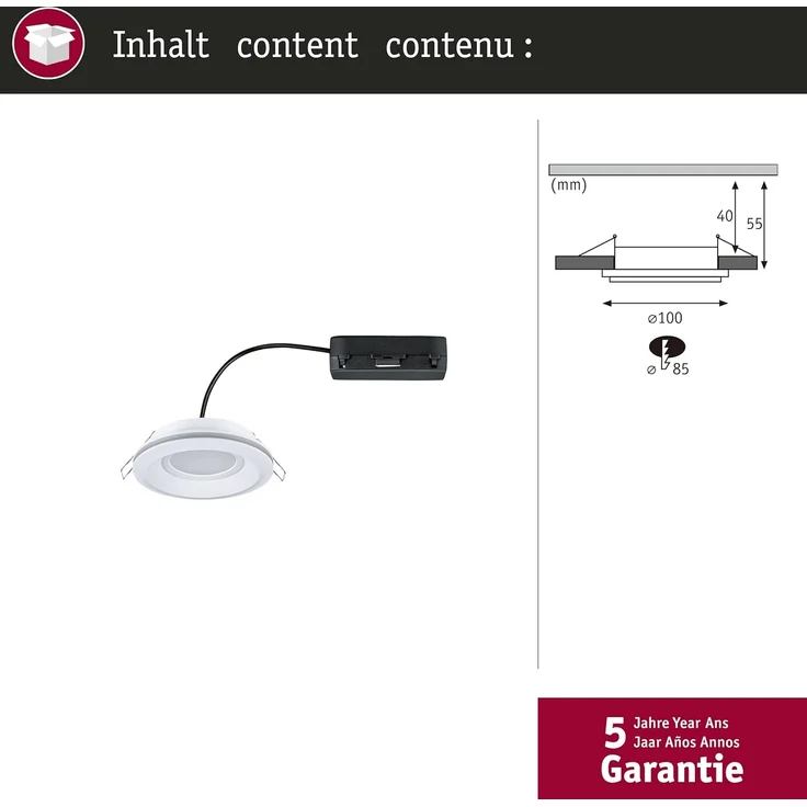 Paulmann 92247 LED Einbauleuchte Sormus 10cm Einzelleuchte rund weiß IP65 – Bild 5