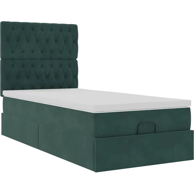 vidaXL Ottoman-Bett mit Matratzen Dunkelgrün 90x200 cm Samt 3313520 – Bild 4