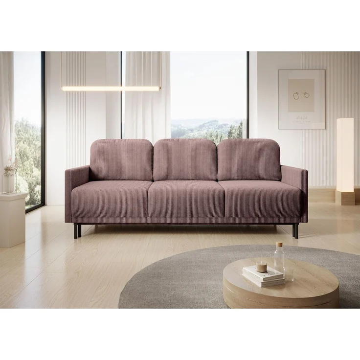 Selsey 'Hamiel' 3-Sitzer Sofa mit Schlaffunktion und Bettkasten, Cord, Lila – Bild 2