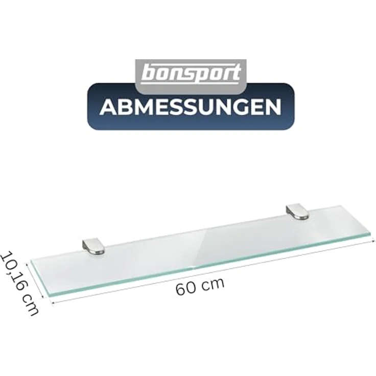 bonsport Badregal Glas Regal, Glasregal Milchglas rechteckig 60 x 10.16 x 0.6 cm – Bild 4