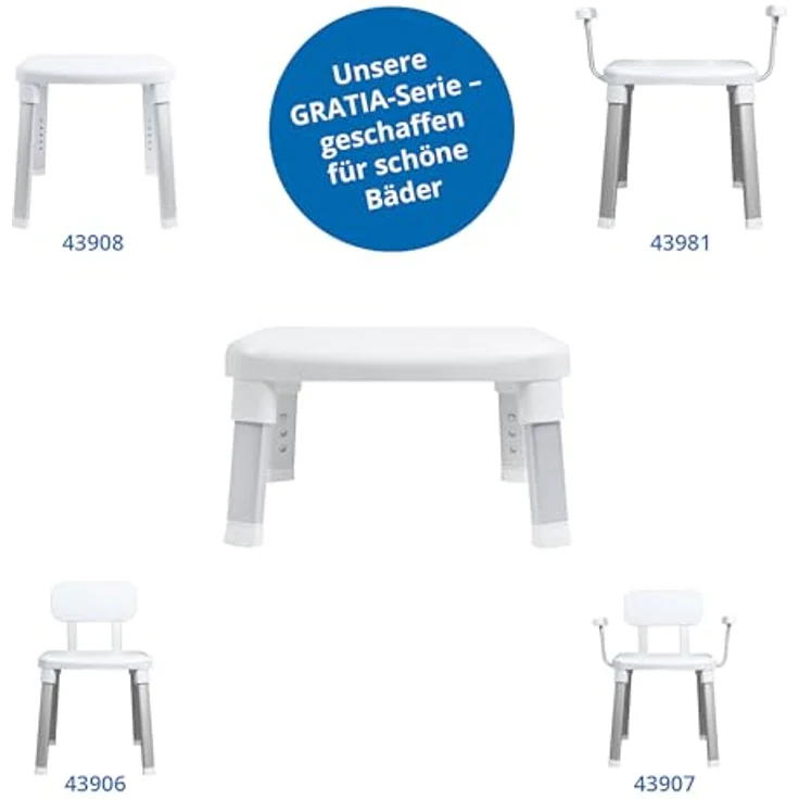 Weinberger Fußhocker Tritthocker Modell 43910, Höhenverstellbare Einstiegshilfe mit Anti-Rutsch-Funktion, moderne Badezimmerhilfe in Weiß für Senioren und Kinder – Bild 4
