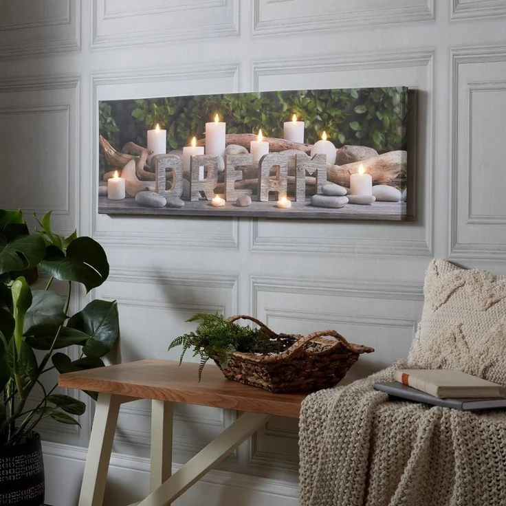 Art for the home LED-Bild Dream Kerzen LED 30x90 cm, Zen (1 St), LED-Leinwand Traum 30x90 cm – Bild 1