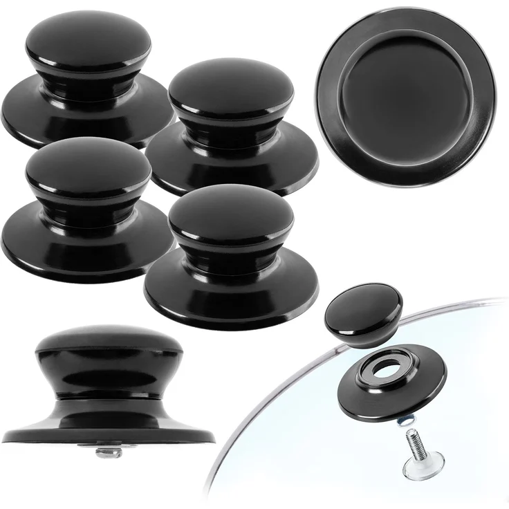 KADAX 4x Deckelgriffknopf Topfdeckelknöpfe Schwarz – Bild 1