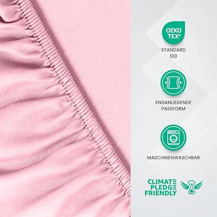 Utopia Bedding - Spannbettlaken 90x200 cm - Rosa - Oeko-Tex Zertifiziertes Gebürstete Polyester-Mikrofaser Spannbetttuch - 35 cm Tiefe Tasche – Bild 4