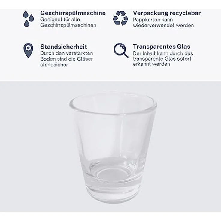 Provance Schnapsglas 6 Stück Schnapsglas Shot Kurzer Shotgläser Tequila 2cl 4cl 20ml 40ml, 6-tlg, Glas – Bild 2