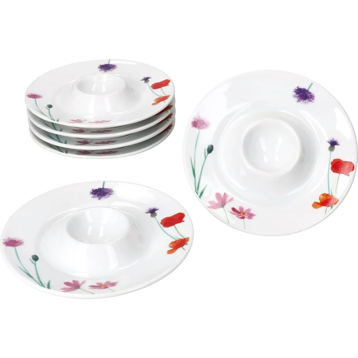MamboCat Eierbecher 6x Marie Eierbecher mit Ablage weiß Blumen bunt Porzellan 6 Personen – Bild 2