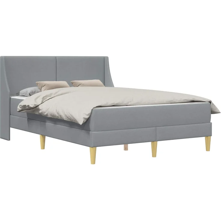 vidaXL Bettgestell mit Matratze Hellgrau 120 x 190 cm Polyester 3414724 – Bild 2