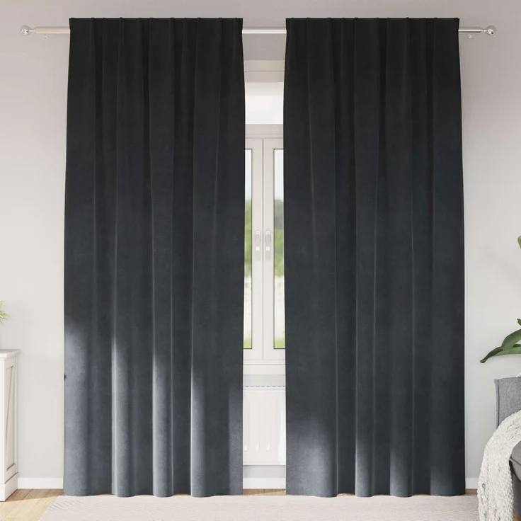 vidaXL Vorhänge 2 stk. Hellgrau 140 x 245 cm Samt 4107261 – Bild 1