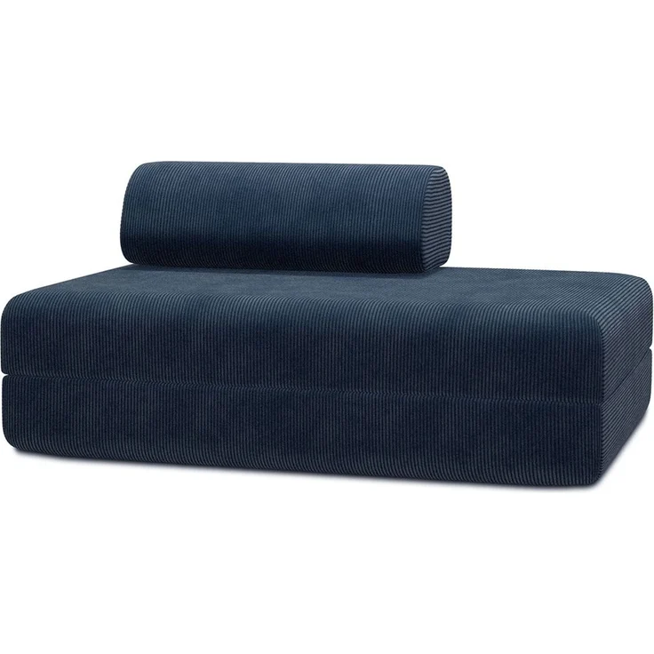 Blaues Cord-2-Sitzer-Schlafsofa – Bild 1