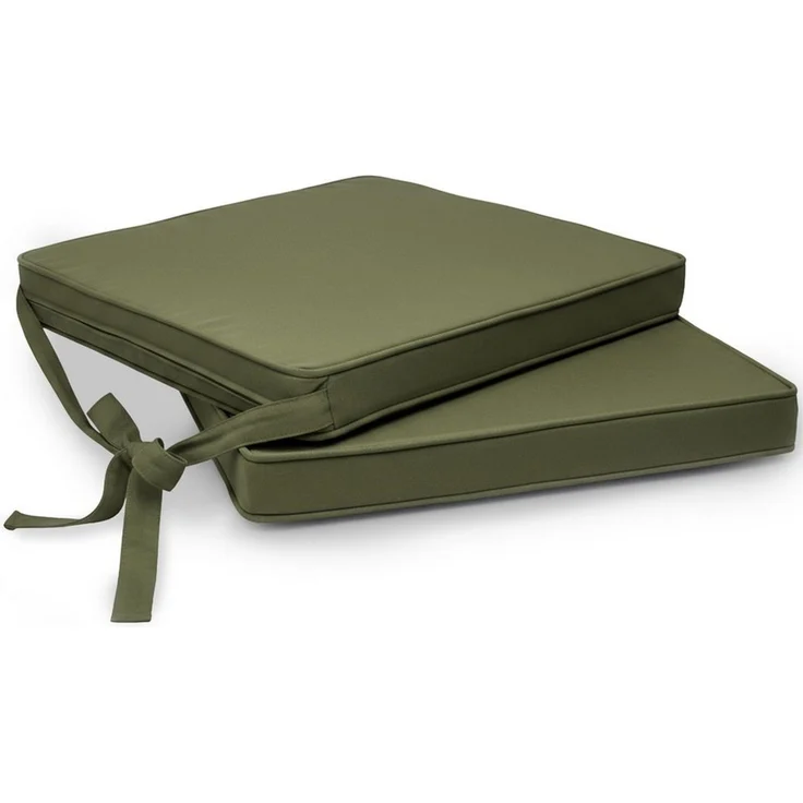 Beautissu Stuhlkissen 2er Set Loft SK Stuhlkissen Olivgrün, 45x40x5cm, Stuhlpolster mit Bändern Sitzkissen für Stühle, rutschfest – Bild 5