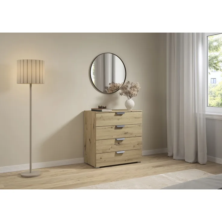 rauch Aditio Box, Kommode, 4 Schubladen, mit Softclose-Funktion, Farbe Eiche Artisan, BxHxT 80x81x42cm