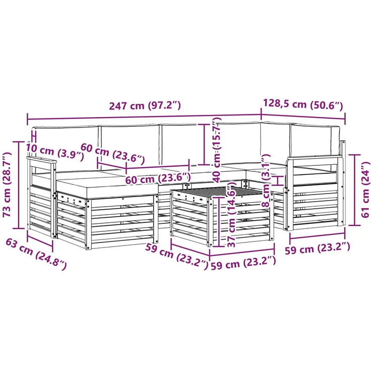 vidaXL Outdoor-Sofagarnitur 7 stk. 5-Sitzer Weiß und Anthrazit 3392142 – Bild 8