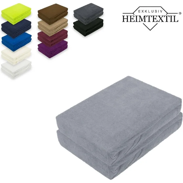 Doppelpack Frottee Spannbettlaken Premium Grau 60 - 70 x 140 cm