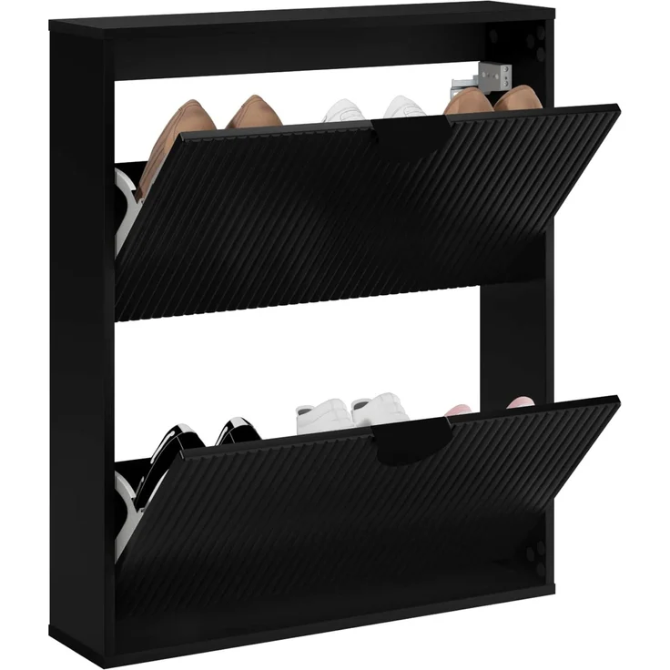 vidaXL Schuhschrank VENRAY 70 x 17 x 82 cm Holzwerkstoff Schwarz 8020064 – Bild 3
