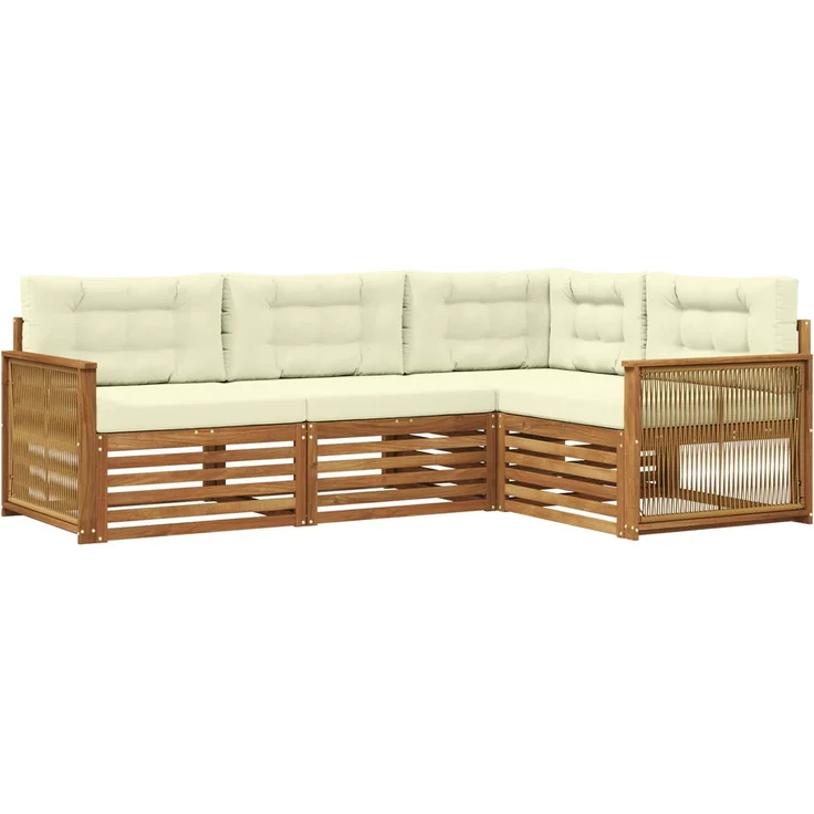vidaXL Outdoor-Sofagarnitur 4 stk. 4-Sitzer Natur und Creme 3383298 – Bild 2