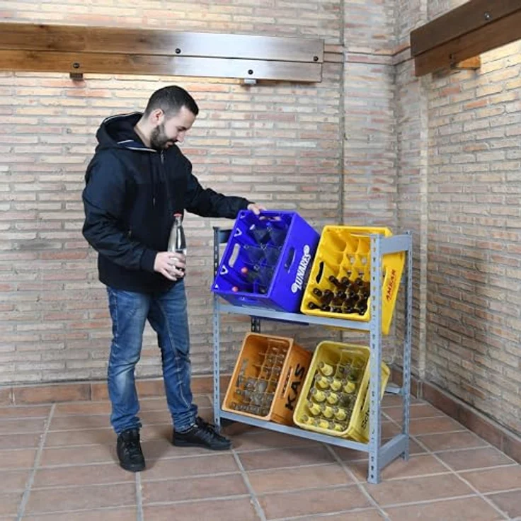 Simonrack Getränkekistenregal, 4 Kästen, Flaschenregal, Getränkekistenhalter, Kistenregal, Blau - Simonbottle – Bild 3