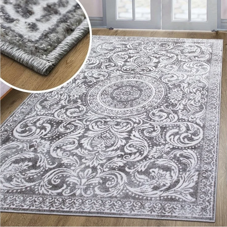 oKu-Tex Teppich Victoria Wohnzimmerteppich 3-D Effekt, Orientalisches Muster, Teppich Kurzflor, Medallion, weicher Flor, pflegeleicht – Bild 2