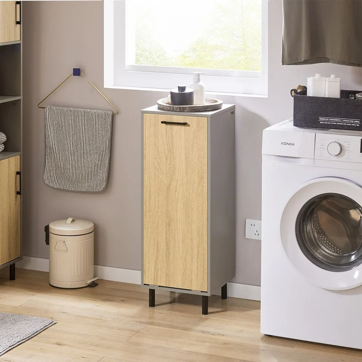 SoBuy BZR132-NG Wäscheschrank, Spanplatte, Melamin, Helle Eiche, 31,5 x 86 x 30 cm – Bild 2