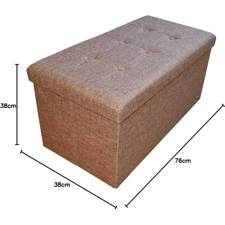 Style home Sitzbank Sitzhocker mit Stauraum, Faltbare Sitztruhe Fußbank Aufbewahrungsbox Polsterbank, belastbar bis 300kg, Leinen, 76 * 38 * 38 cm (Braun) – Bild 6