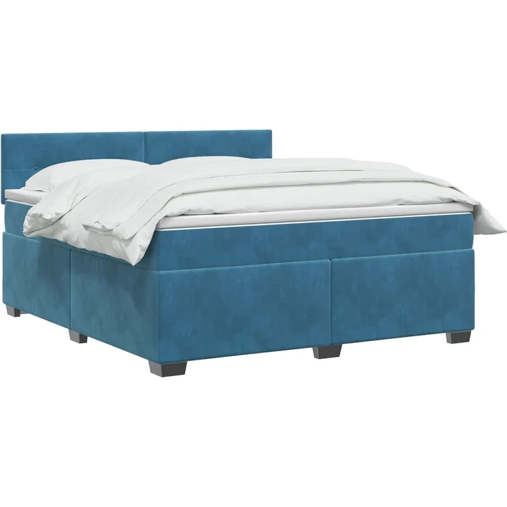 vidaXL Boxspringbett mit Matratze Dunkelblau 180 x 200 cm Samt 3450768 – Bild 3