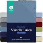 Dreamzie Premium Spannbettlaken 120x200 cm, Spannbetttuch für Dicke Matratzen bis zu 22 cm, Bettlaken 100% Jersey Baumwolle, 150 g/m², Oeko-TEX Zertifiziert - Blau
