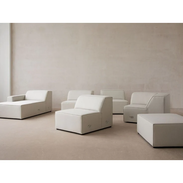 Micadoni Ecksofa Jodie 5-Sitzer Strukturierter Stoff Liberty Cappuccino Links – Bild 3