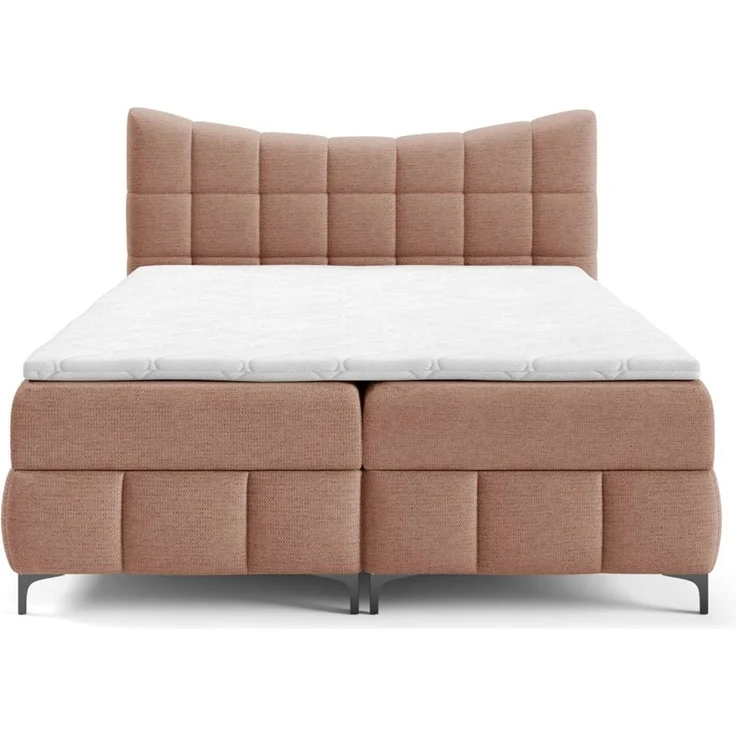 Boxspringbett Schlafzimmerbett CHARLES 200x200cm Stoff Aragon Rostbraun – Bild 3