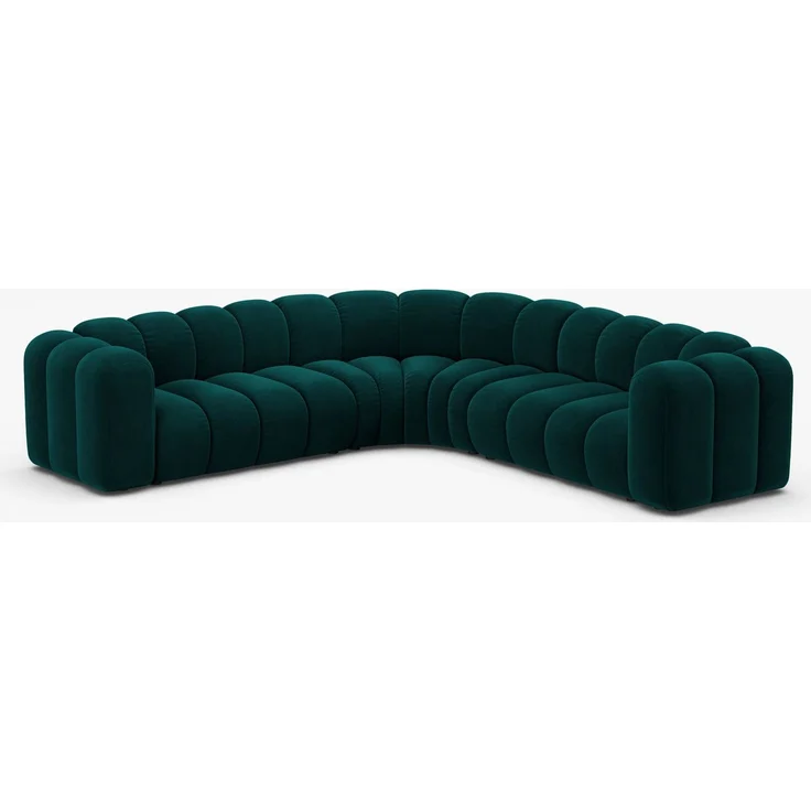 Micadoni symmetrisches Ecksofa Lupine 5-Sitzer mittelgroß Samt Venus Dunkel Petrol – Bild 4