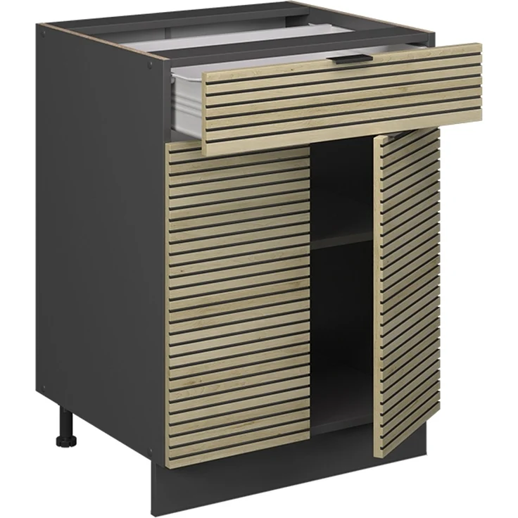 Küchenunterschrank Fame-Line Eiche Paneel 60 cm mit Schublade, ohne Arbeitsplatte Vicco – Bild 4