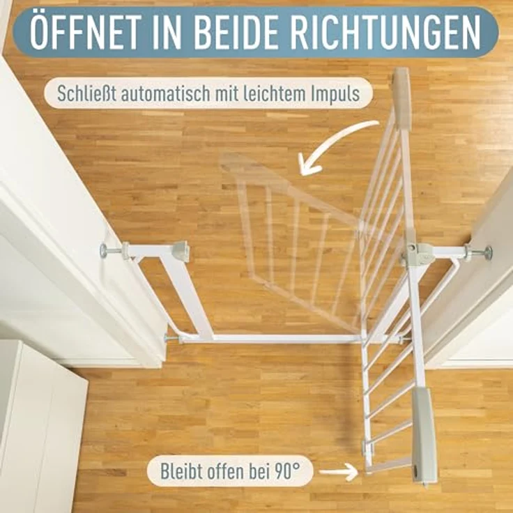 ib style® Berrin ! PREISSIEGER ! Treppengitter 58-175 cm | Ohne Bohren |Auto-Close| 90° Stop | Einhand Bedienung | 68-76 cm – Bild 7