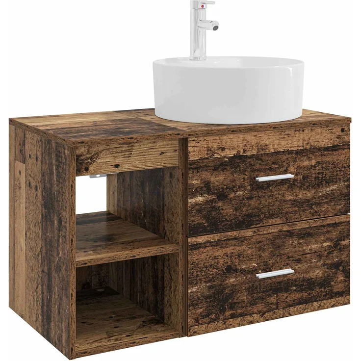 vidaXL Badezimmerschrank-Set 2 stk. Altholz 79,5 x 44,5 x 76 cm 3403910 – Bild 2
