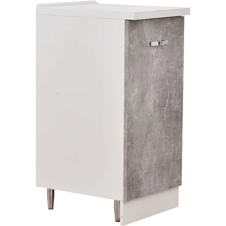 Shally Dogan Unterschrank für Küche mit Einzeltür und Zwei Fächern, Schrank mit Rahmen aus Holz, robust und langlebig, Farbe Grau Beton, Möbel, Maße 40 x 50 x 85 cm