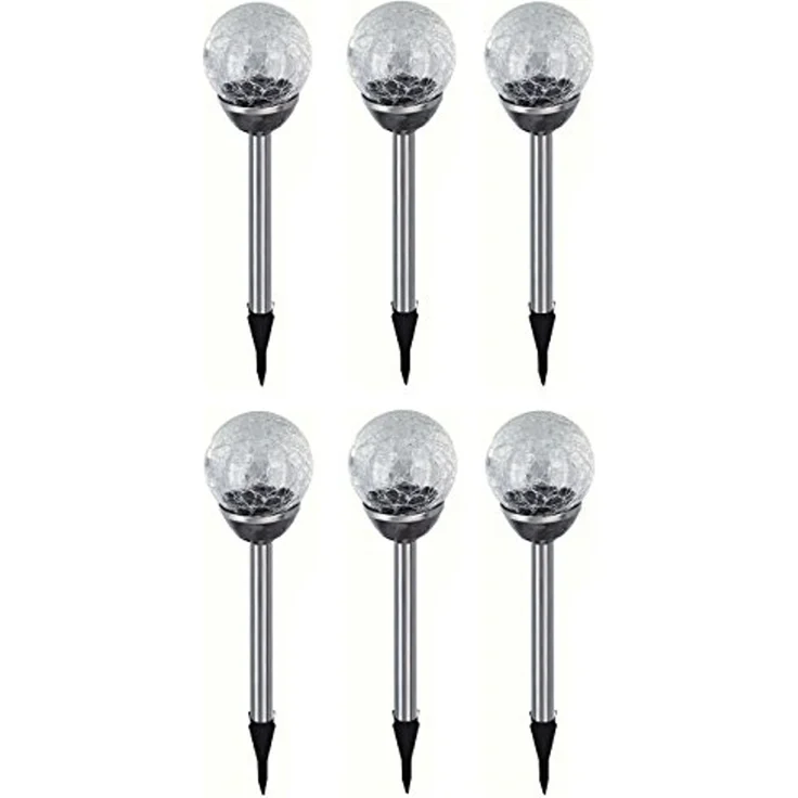EAXUS LED Solarleuchte 6er Set Solar Gartenleuchte Kugel Leuchte mit Crackle-Licht Solarlampe, LED fest integriert, Farbwechsel, Farbwechsel – Bild 1
